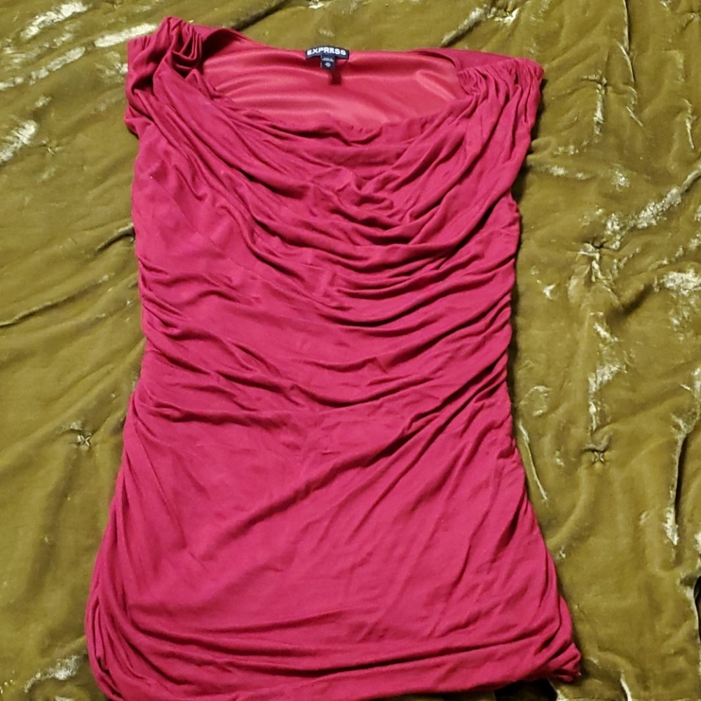 Brick Red Ruched Blouse